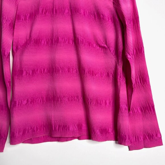 RACHEL COMEY Varda Top Seersucker High Neck Blouse Silk Cotton Blend Pink 8 NWT - Picture 2 of 9